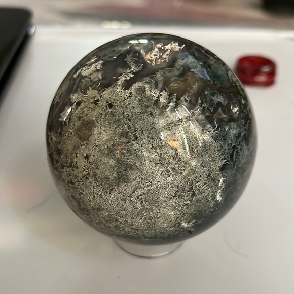 3 Inch Amazing Druzy Moss Agate Sphere - Picture 3 of 3